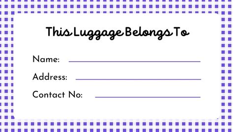 luggage bag tag template